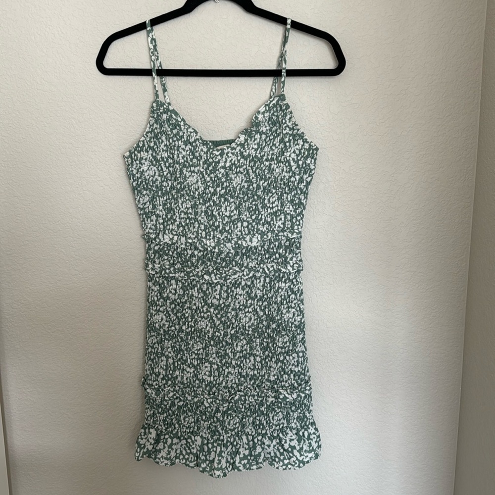 Abercrombie Green Patterned Smocked Mini Dress